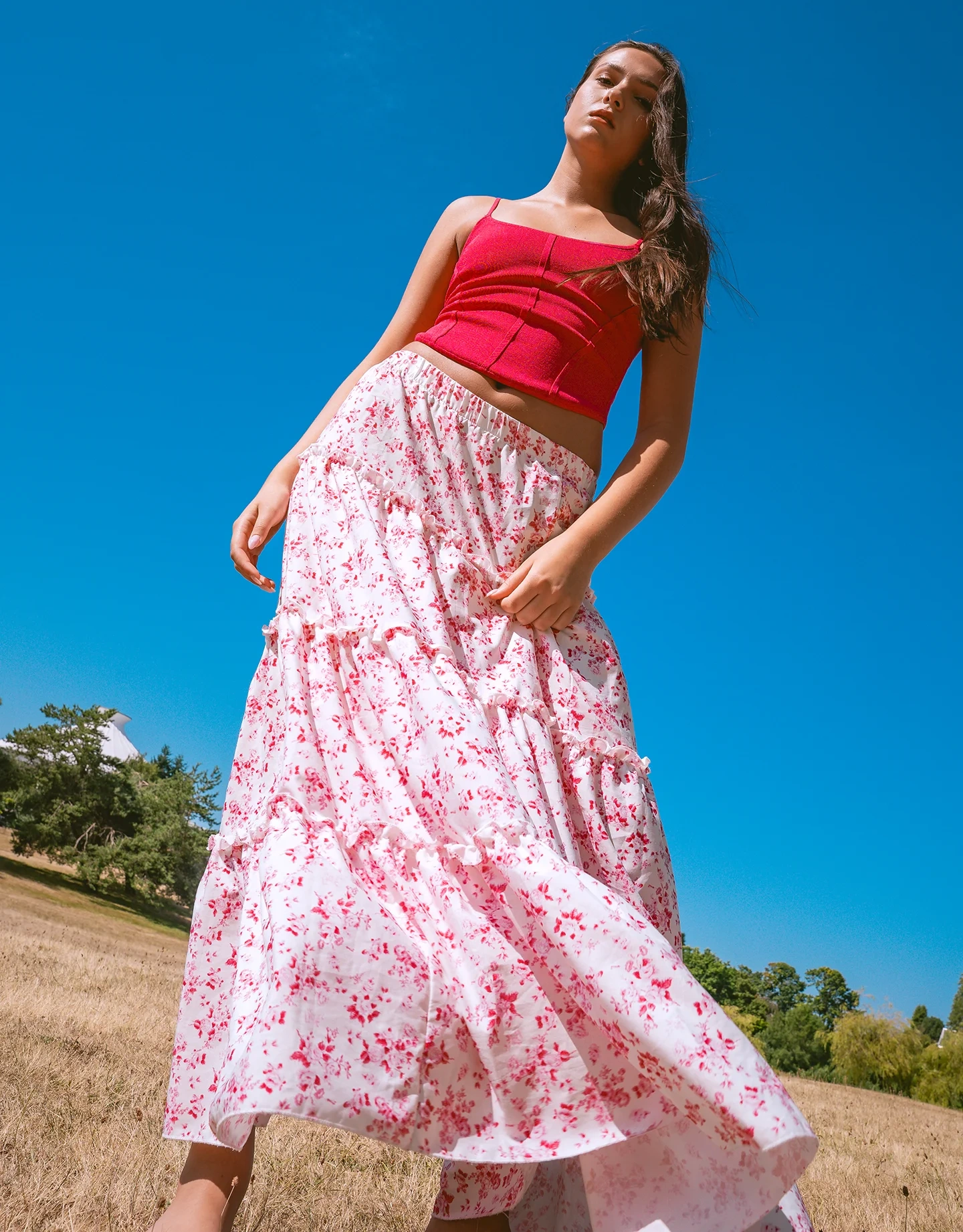 Summer Reverie editorial cover portrait of Daniela in grassy field