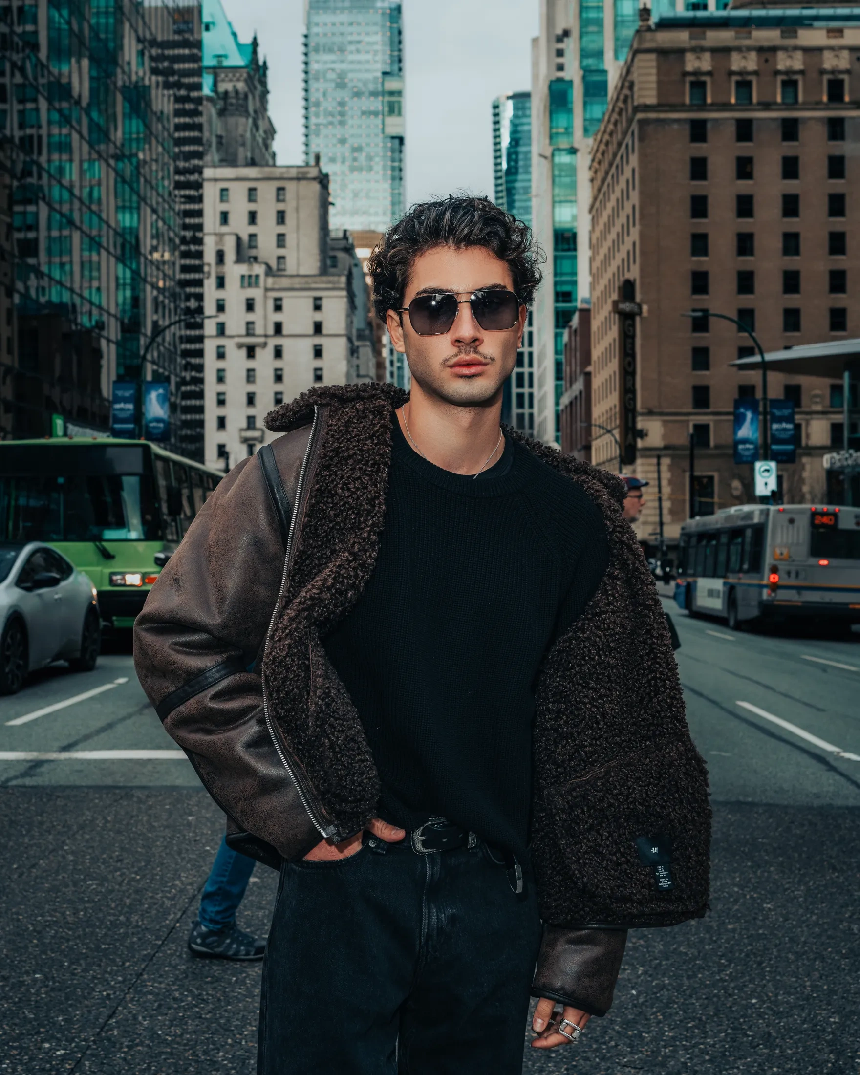 Fashion portrait of model Mario in downtown Vancouver