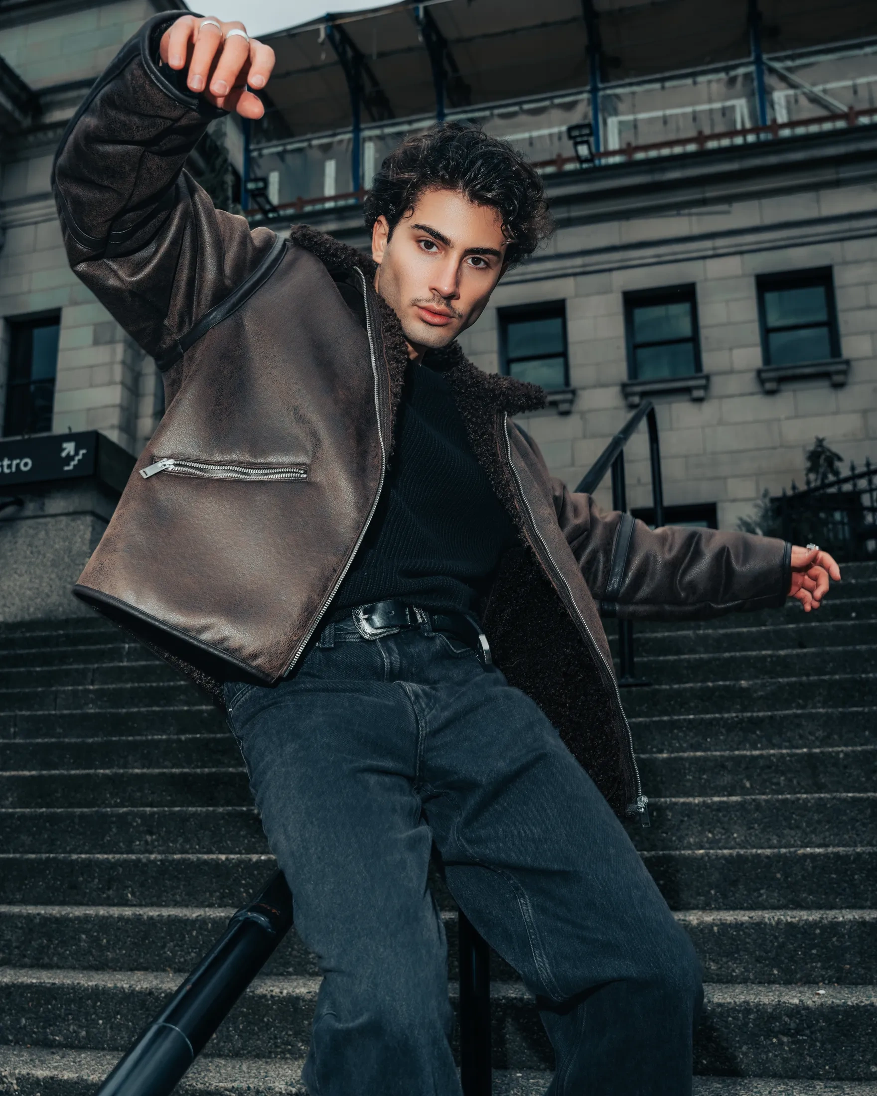 Street portrait of Mario in downtown Vancouver setting