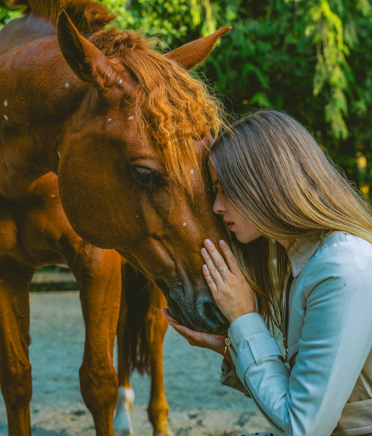 Fashion portrait of Elizabeth outdoors on Vancouver Island with horse