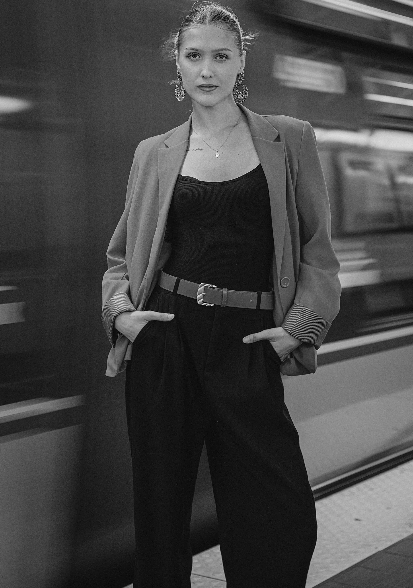 Michelle editorial portrait in Vancouver subway setting