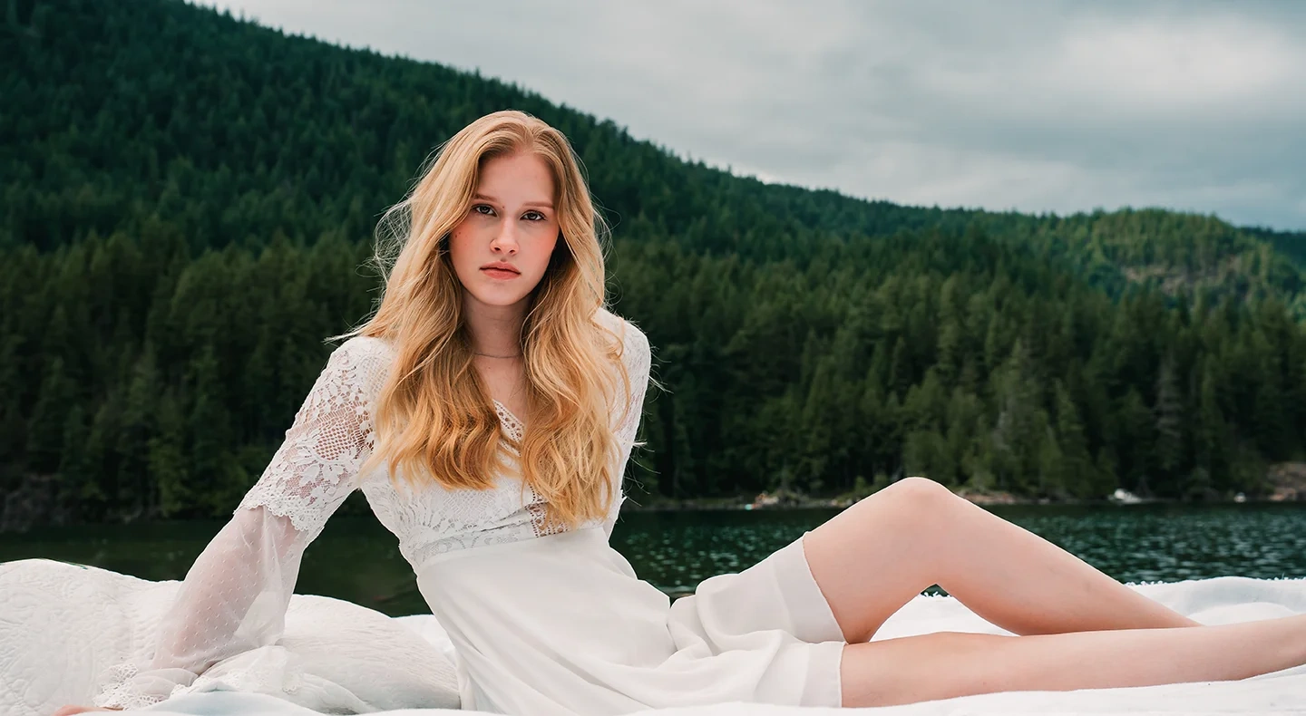 Michaela and Kolbi portrait with trees in the background